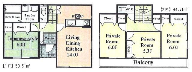 Floor plan. (A Building), Price 56,800,000 yen, 4LDK, Land area 107.27 sq m , Building area 95.22 sq m