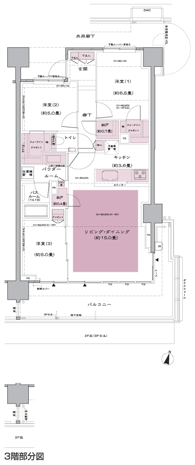 Floor: 3LD ・ K + 2N (storeroom) + 2WIC (walk-in closet), the area occupied: 81.2 sq m, Price: TBD