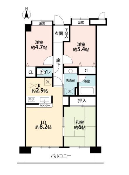 Floor plan. 3LDK, Price 17.8 million yen, Footprint 60.9 sq m