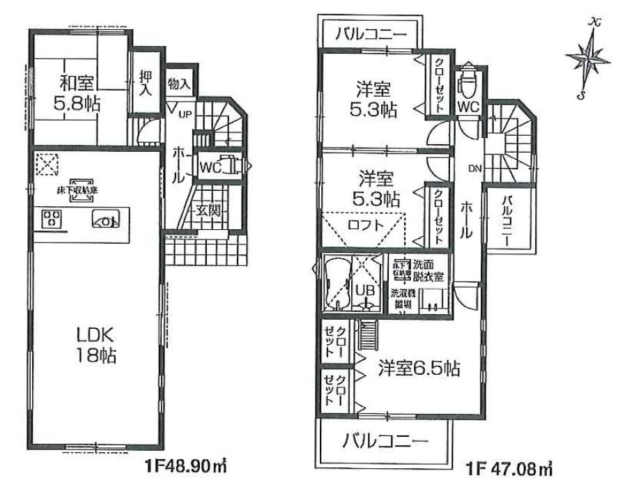 Floor plan. (Building 2), Price 35,800,000 yen, 4LDK, Land area 99.06 sq m , Building area 95.98 sq m