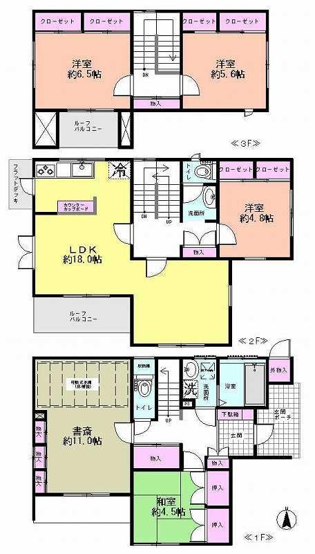 Floor plan. 42,800,000 yen, 4LDK, Land area 211 sq m , Building area 130.82 sq m   ◆ Lighting from all rooms south. All-electric housing