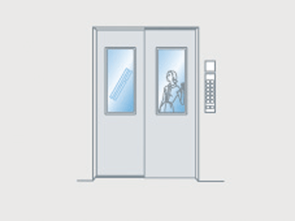 Security.  [Elevator Security Window] You can check the internal elevator from outside, Adopt the elevator with security window. To eliminate the behind closed doors of the anxiety and worry. (Conceptual diagram)