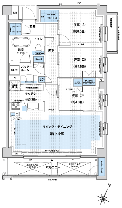 Floor: 3LDK + WIC + SIC + TR, the occupied area: 73.12 sq m
