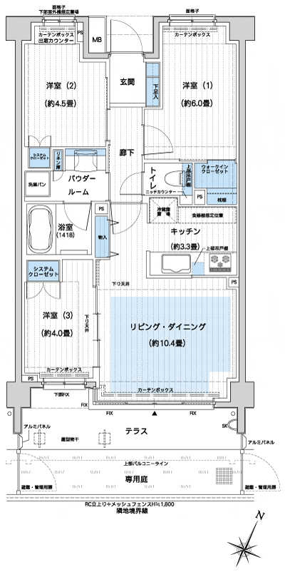 Floor: 3LDK + WIC, the occupied area: 62 sq m