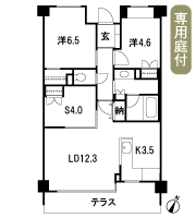Floor: 2LDK + S + WIC, the occupied area: 67.89 sq m