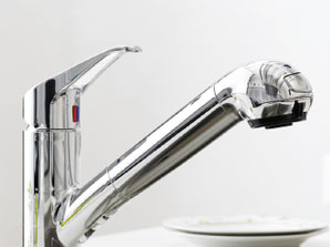 Kitchen.  [Water purifier integrated mixing faucet] Water purifier integrated mixing faucet anytime tasty water is drinkable.