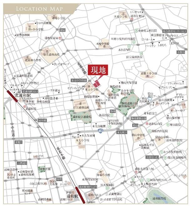 Local guide map. JR Keihin Tohoku Line "Kitaurawa", "Urawa" 2 Train Station is available! 