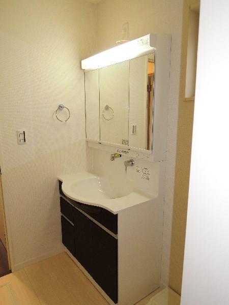 Wash basin, toilet.  90cm wide dresser