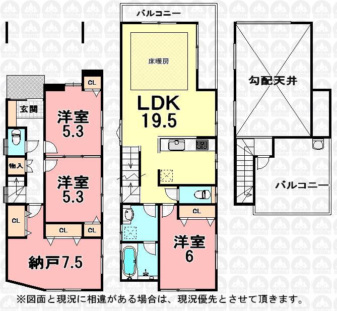 Floor plan. 44,800,000 yen, 4LDK, Land area 91.06 sq m , Building area 114.1 sq m