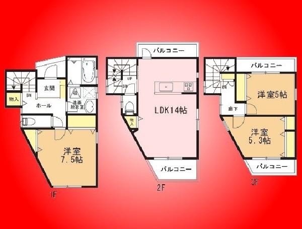 Floor plan. 31,800,000 yen, 3LDK, Land area 73.64 sq m , Building area 87.76 sq m