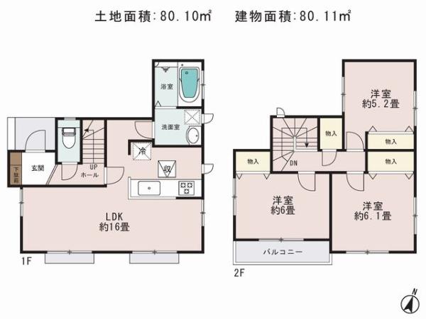 Floor plan. 28.8 million yen, 3LDK, Land area 80.1 sq m , Building area 80.11 sq m