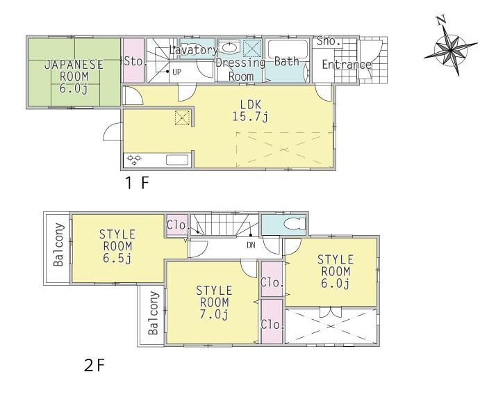 Floor plan. (1 Building), Price 43,800,000 yen, 4LDK, Land area 132.63 sq m , Building area 96.05 sq m