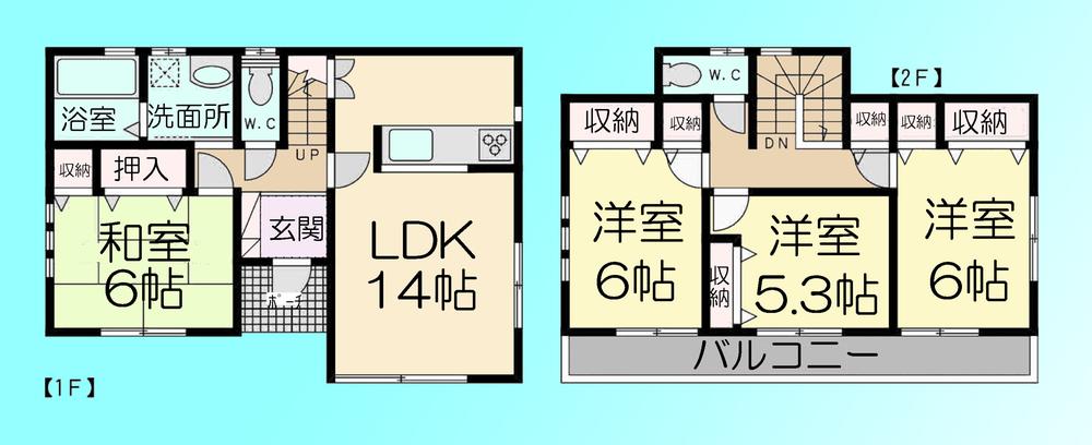 Floor plan. 56,800,000 yen, 4LDK, Land area 107.27 sq m , Building area 95.22 sq m