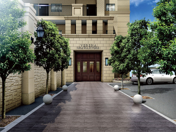 Buildings and facilities. Securing the about 27m thing apart from the main street, Building placement features that calm. Entrance of Europe design nestled in the back of the approach and spacious. Also, When you set foot in the building, Spread like entrance hall, such as the hotel's lounge, Us entertained residents and visitors. (Entrance Rendering CG)