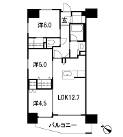 Floor: 3LDK + W, the area occupied: 65.4 sq m