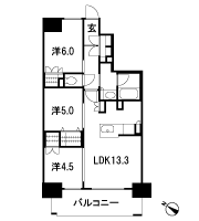 Floor: 3LDK, occupied area: 65.06 sq m