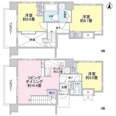 Floor plan.  ■ All room two-sided lighting ■ kitchen ・ There is a window in the bathroom