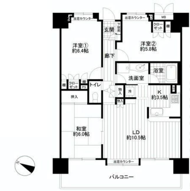 Floor plan. 3LDK, Price 37,800,000 yen, Footprint 70.8 sq m , Balcony area 15.01 sq m