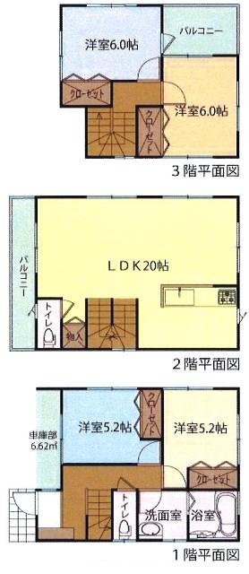 Floor plan. 55,800,000 yen, 4LDK, Land area 85.55 sq m , Building area 110.95 sq m