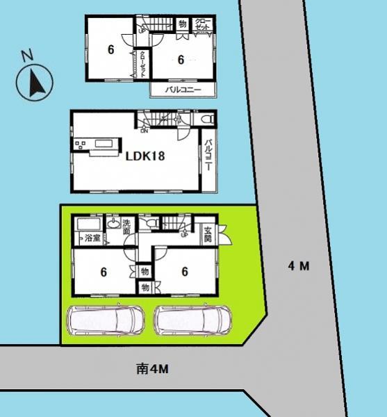 Floor plan. 33,800,000 yen, 4LDK, Land area 84.98 sq m , Building area 98.98 sq m