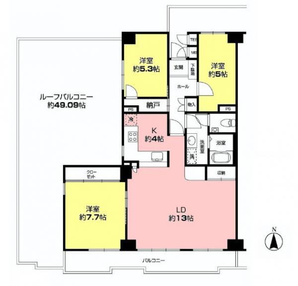 Floor plan. 3LDK, Price 25,800,000 yen, Occupied area 82.62 sq m , Balcony area 6.9 sq m