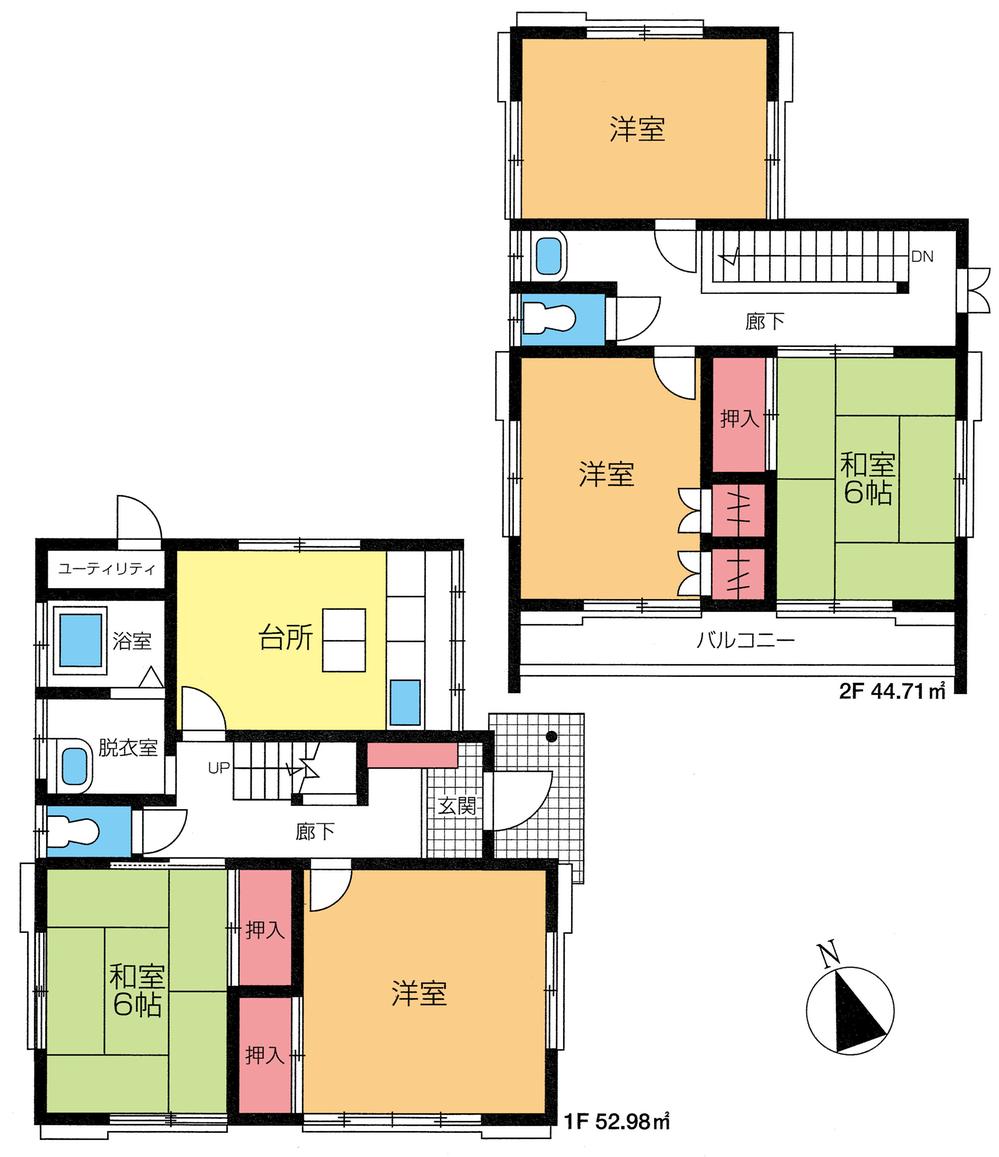 Floor plan. 12.8 million yen, 5DK, Land area 132.24 sq m , Building area 97.7 sq m floor plan