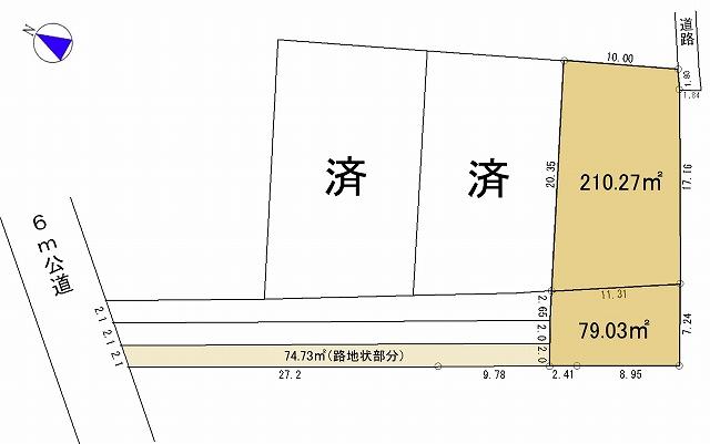 Compartment figure. Land price 11 million yen, Land area 364.03 sq m