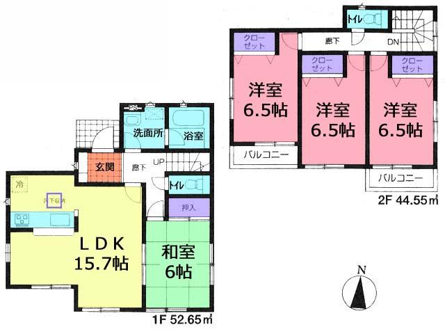 Floor plan. (3 Building), Price 23.8 million yen, 4LDK, Land area 171 sq m , Building area 97.2 sq m