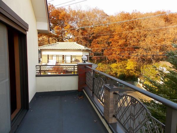 Balcony. It is a quiet residential area