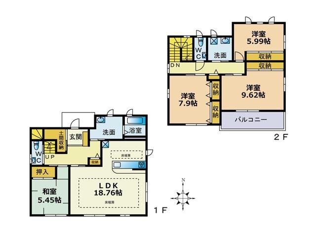 Floor plan. 27,800,000 yen, 4LDK, Land area 157.76 sq m , Building area 129 sq m