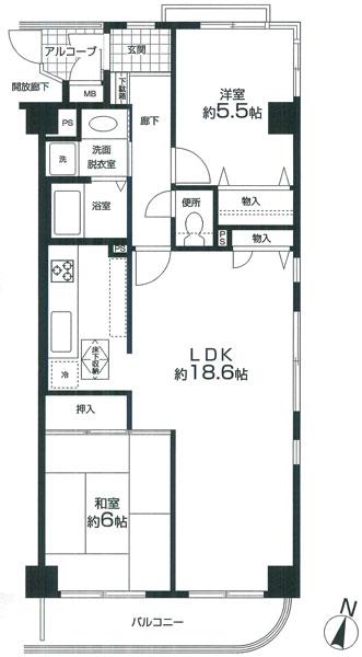 Floor plan. 2LDK, Price 14.8 million yen, Occupied area 67.88 sq m , Balcony area 6.18 sq m