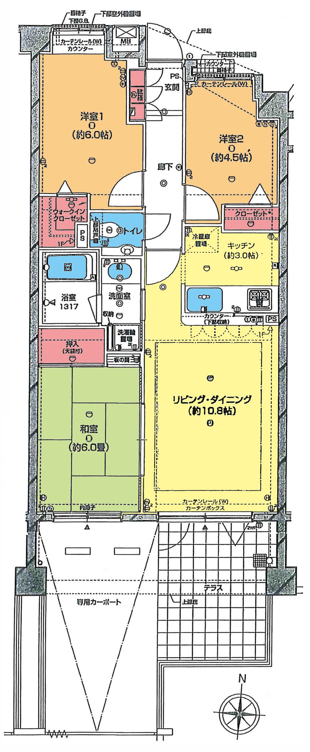 Floor plan. 3LDK, Price 16.8 million yen, Occupied area 65.23 sq m floor plan