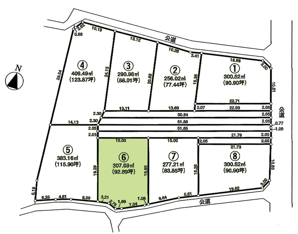 Compartment figure. Land price 9.5 million yen, Land area 307.09 sq m