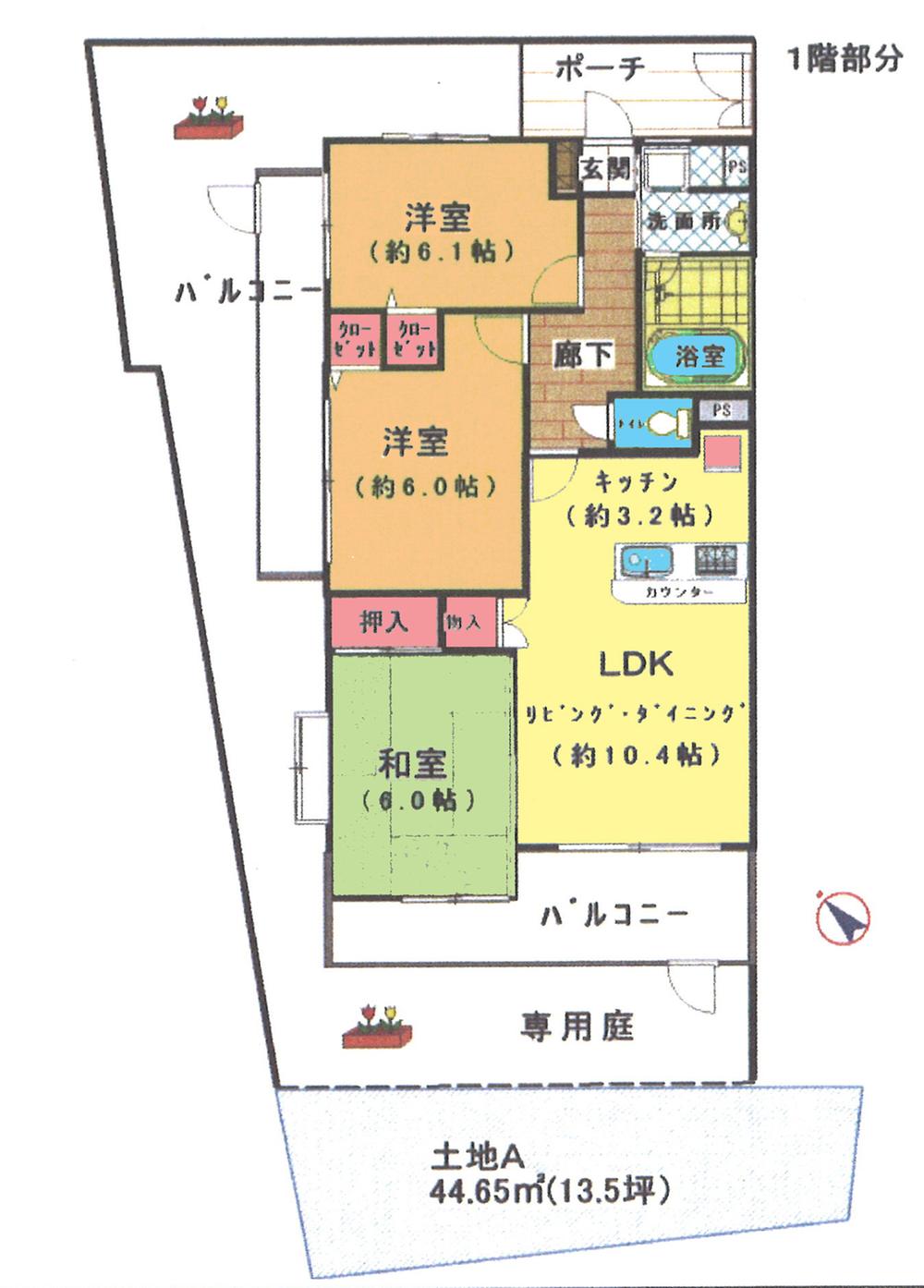 Floor plan. 3LDK, Price 18 million yen, Footprint 67.6 sq m , Balcony area 13.56 sq m floor plan
