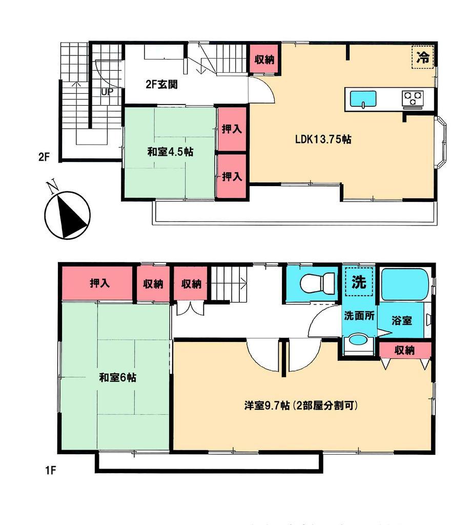 Floor plan. 13.8 million yen, 4LDK, Land area 102.61 sq m , Building area 81.56 sq m