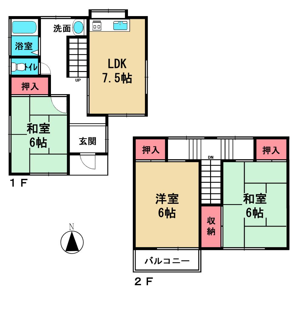 Floor plan. 6 million yen, 4LDK, Land area 84.8 sq m , Building area 68.72 sq m
