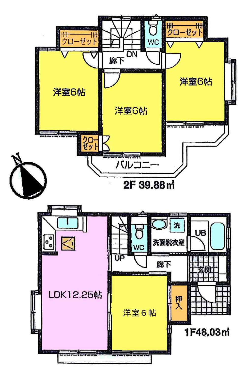 Floor plan. 21,800,000 yen, 4LDK, Land area 145.72 sq m , Building area 87.9 sq m