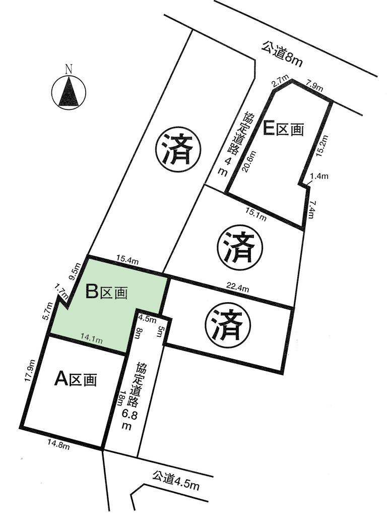 Compartment figure. Land price 7.98 million yen, Land area 222 sq m