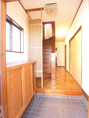 Entrance. Shoe box There stairs under cupboard