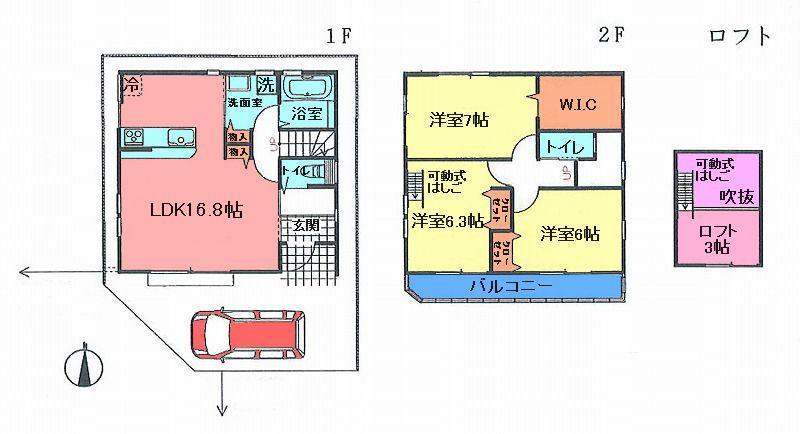 Floor plan. 21,800,000 yen, 3LDK, Land area 77 sq m , Building area 85.32 sq m