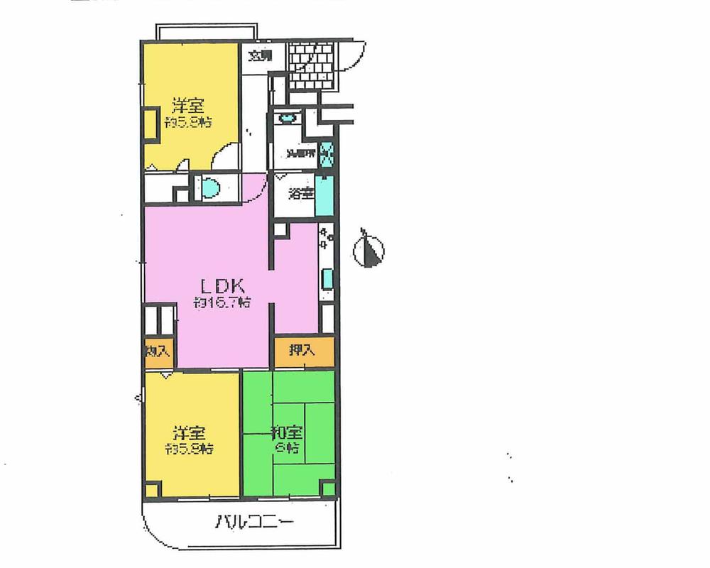 Floor plan. 3LDK, Price 13.8 million yen, Occupied area 68.08 sq m , Balcony area 6.18 sq m