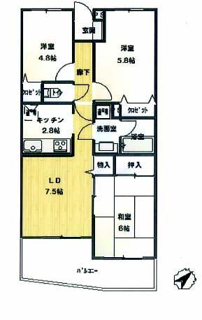 Floor plan. 3LDK, Price 10.5 million yen, Footprint 67.2 sq m , Balcony area 11 sq m