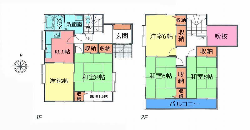 Floor plan. 18 million yen, 5K, Land area 148.76 sq m , Building area 98.53 sq m