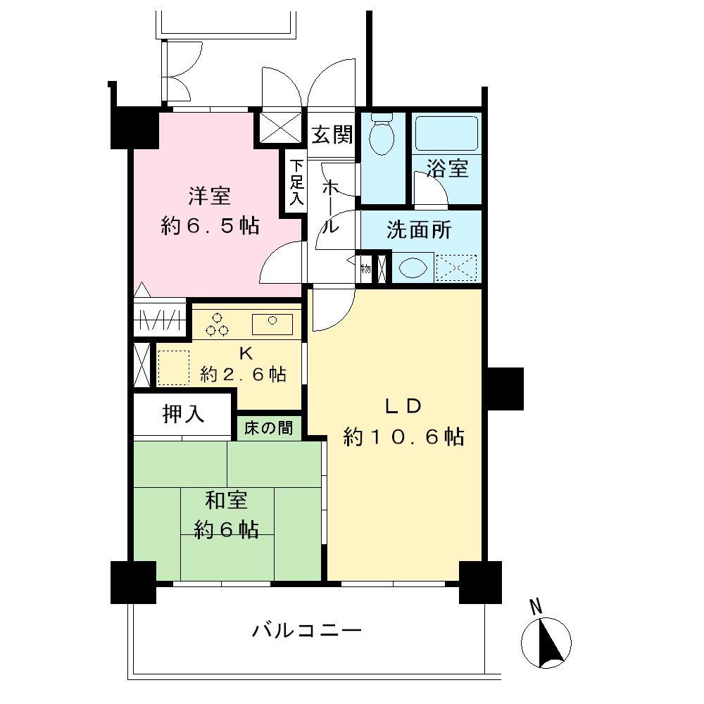 Floor plan. 2LDK, Price 9.8 million yen, Occupied area 58.08 sq m , Balcony area 11.5 sq m