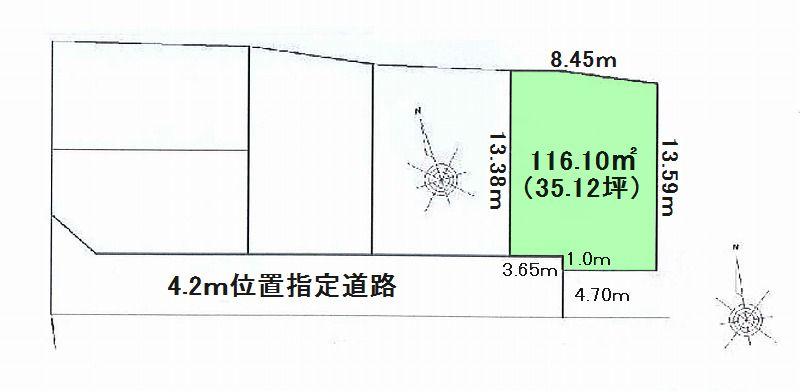 Compartment figure. Land price 12.5 million yen, Land area 116.1 sq m