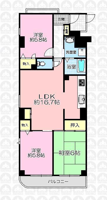 Floor plan. 3LDK, Price 13.8 million yen, Occupied area 68.08 sq m , Balcony area 6.18 sq m