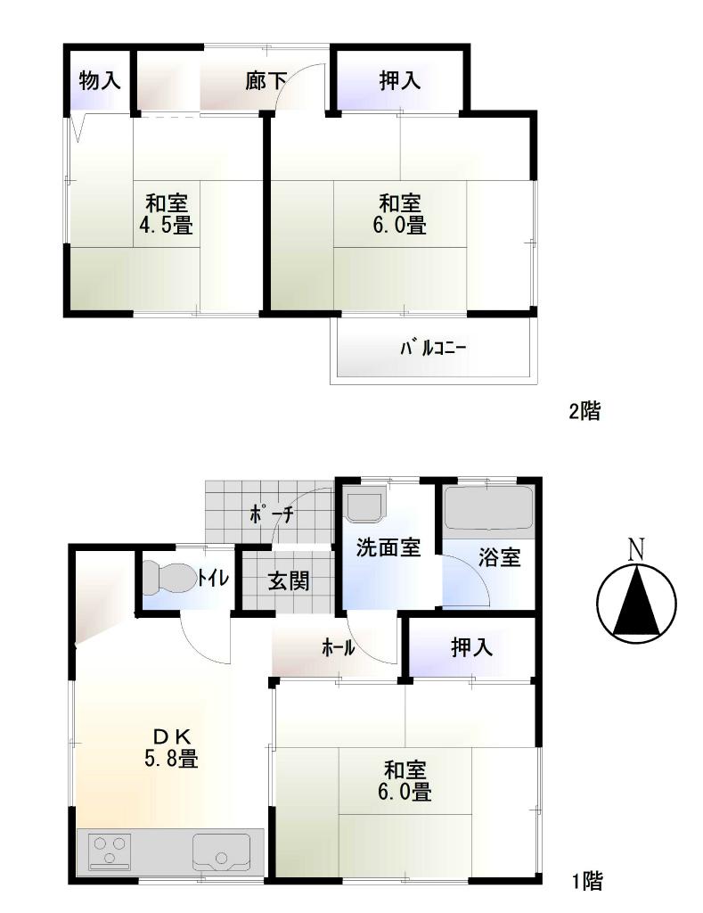 Floor plan. 10.8 million yen, 3DK, Land area 77.61 sq m , Building area 53.81 sq m