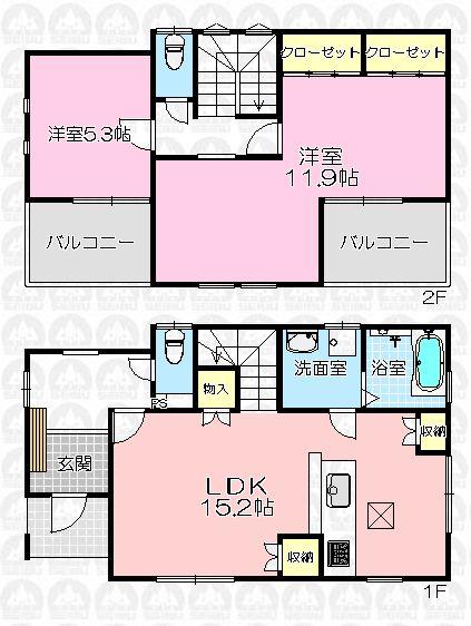 Floor plan. 19,800,000 yen, 2LDK, Land area 304.15 sq m , Building area 83.63 sq m