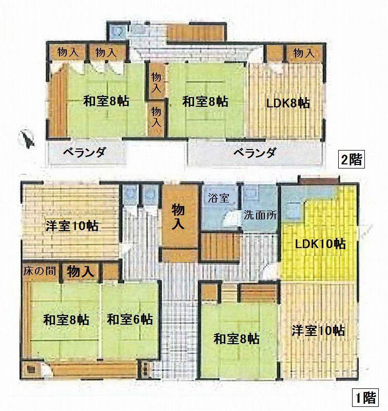 Floor plan. 54,320,000 yen, 8LDK + S (storeroom), Land area 359.15 sq m , Building area 206.18 sq m