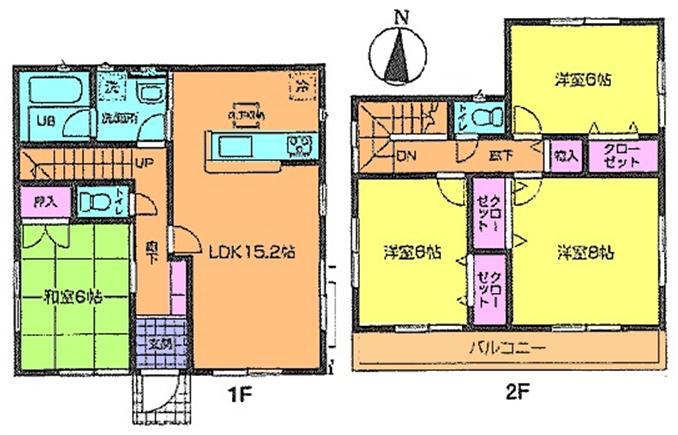 Floor plan. (6 Building), Price 27,800,000 yen, 4LDK, Land area 160.47 sq m , Building area 97.2 sq m